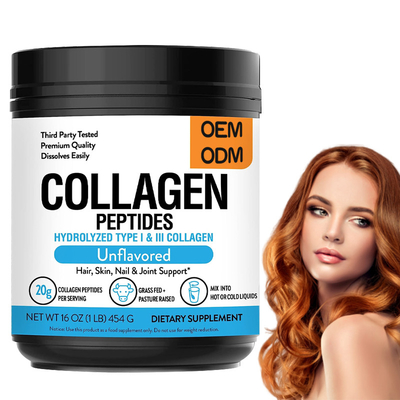 Özelleştirilmiş Etiketler Çim Beslemeli Hidrolize Kollajen Tozu 1 Lb Cilt Esnekliğini Artırır