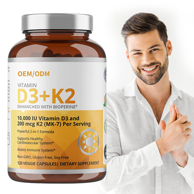 GDO'suz Formül 5000 IU D3 Vitamini Sakızları 90 mcg Vitamin K2 MK-7 Kapsülleri