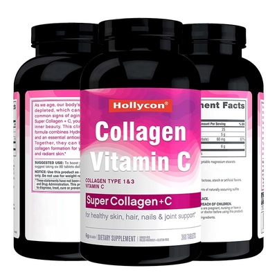 Kollajen Takviyeleri OEM Saç Derisi Ve Tırnak Desteği Organik C Vitamini Tabletleri