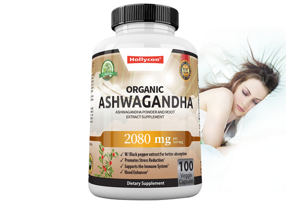 COA Organik Ashwagandha Kapsülleri Erkek Geliştirme Takviyeleri Stresden Kurtulmaya Yardımcı Olur 100pcs