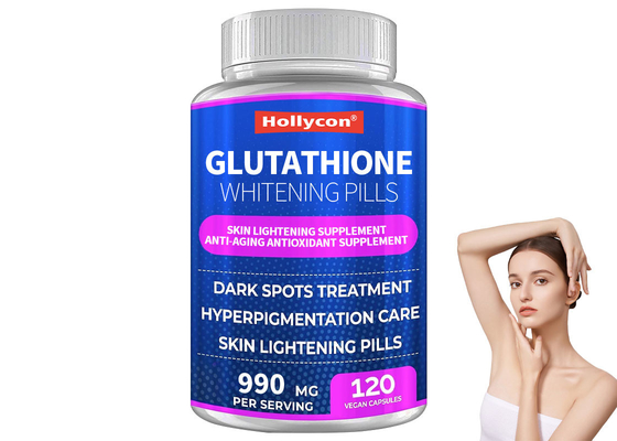 ODM Glutathione Beyazlama Hapları 120 Pcs Yumuşak Cilt Anti-Yaşlanma Antioksidan Takviyesi
