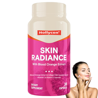 OEM Skin Radiance Kapsülleri Kan Portakalı Ekstra Collagen Deri Takviyesi C Vitamini E Kapsülleri