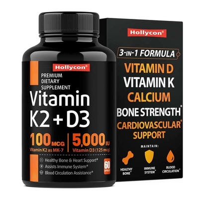 OEM Destek Kas Gücü Takviyeleri Bağışıklık Vitamini D3 K2 Kalsiyum Kapsülleri