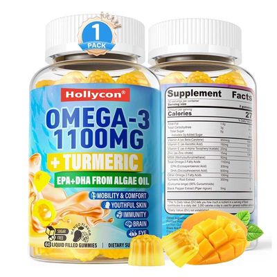 OEM Destek DHA Vitamin A C E Zenk Ergenler için Zerdeçal Omega-3 Sıvı Sakızlar