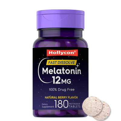 Melatonin 12 mg Hızlı çözünen tabletler Doğal uyku döngüsünü iyileştirir