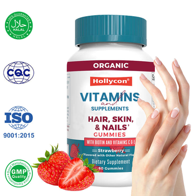 Özel Etiket Vitamin Takviyesi Biotin Sakızları Cilt Bakımını Destekler Tırnak Gücü