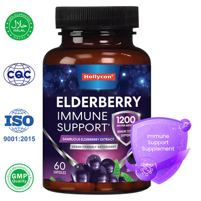 Fabrika Sambucus Black Elderberry Kapsülleri Bağışıklık Desteği Takviyesi Antioksidan