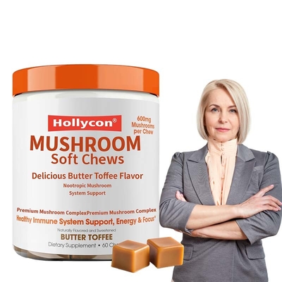 Fabrika Bitki Cordyceps Nootropik Mantar Destek Enerji Odak Beyin Sağlığı Bağışıklık Ganoderma Lucidum Mantar Yumuşak Çiğnenir