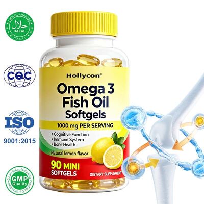 OEM Yüksek Güçlü Omega-3 Balık Yağı 1000mg Her Servis 90 Sayı Kalp ve Beyin Sağlığı için Yumuşak Geller