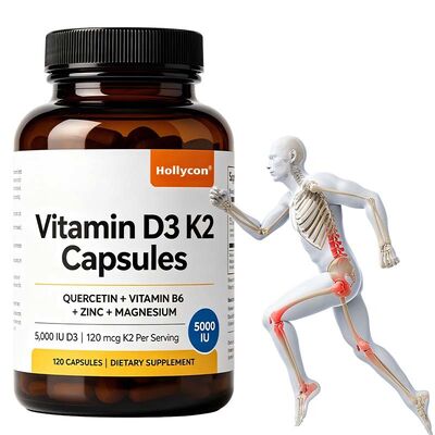 Özel Etiket Vitamin D3 K2 B6 Vitamini, Çinko ve Quercetin İçeren Kapsüller Erkekler ve Kadınlar için Enerji, Bağışıklık ve Kas Sağlığını Destekler